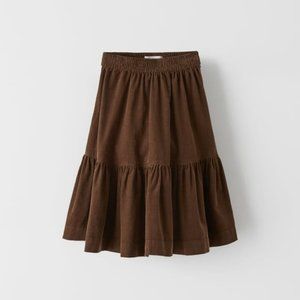 ZARA Kids - Pleated fine-waled corduroy midi skirt (13-14 YEARS - 164cm)
